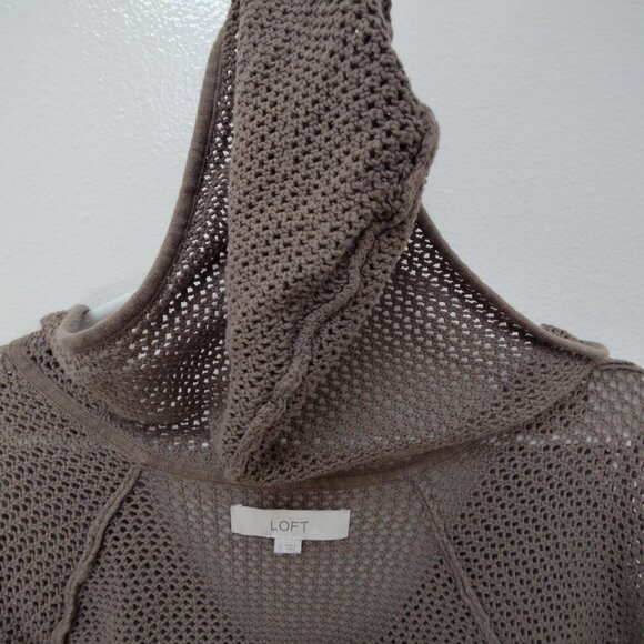 Ann Taylor Loft Open Stitch Hoodie • 100% Cotton • Sm • Taupe - Picture 15 of 16